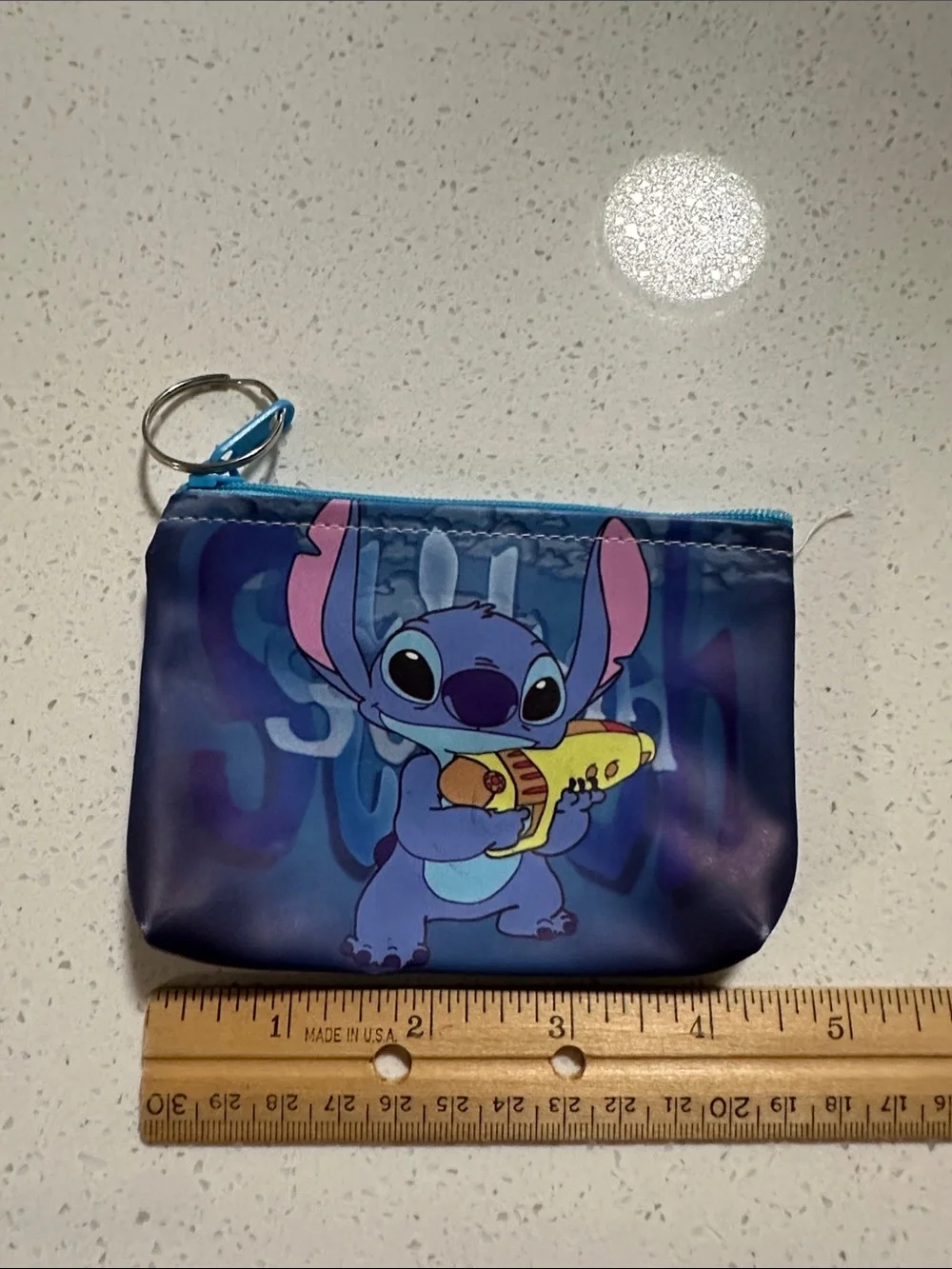 Blue Stitch Character Kids Coin Pouch with Watergun Print